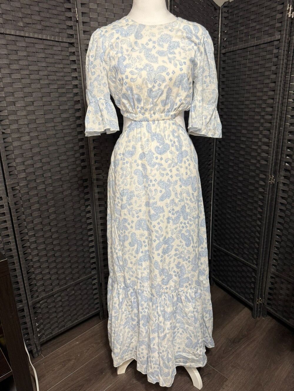 Hansen & Gretel Josefine Blue Paisley Maxi Dress M Boho Luxe Resort Chic